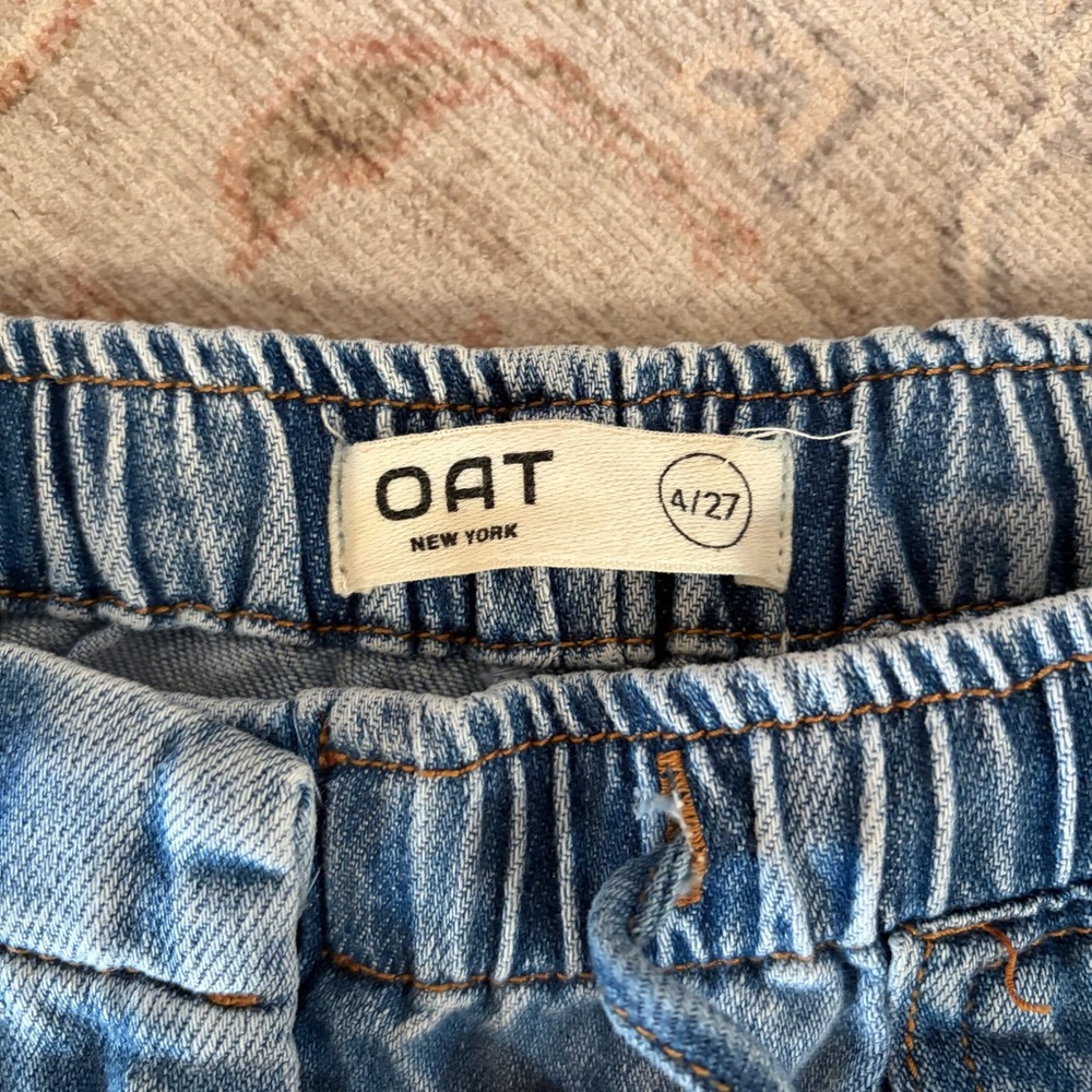 Oat Drawstring Wide Leg Denim Pants - Picture 3 of 7